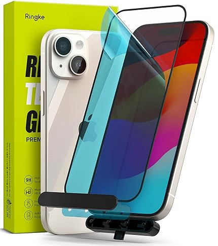 Ringke Full Cover Glass Compatible with iPhone 15 Plus 6.7-inch (2023), [Easy Application] Premium Full Cover Film Case Friendly Protective Film