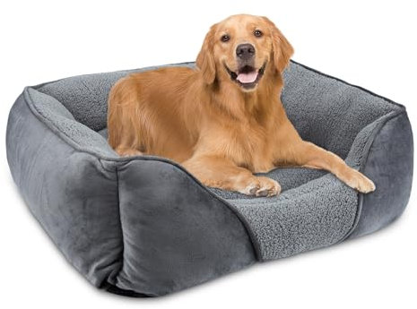 MIXJOY Dog Bed Extra Large Pet Bed, Grey Orthopedic Washable XL Dog Bed with Anti-Slip Bottom, Calming Cat Bed for Labrador, German Shepherd, Golden Retriever, 89×64×23 cm