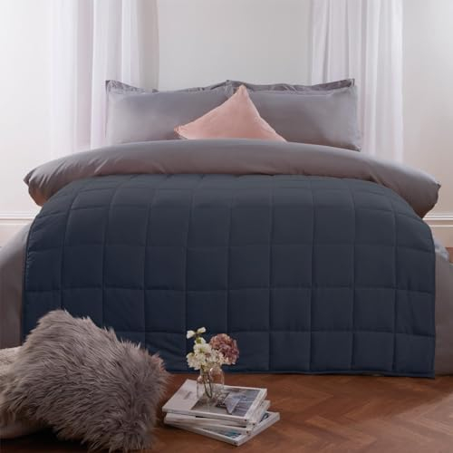 Brentfords 4kg Weighted Blanket Adults Navy Blue, Therapy Anti Anxiety Heavy Weighted Blankets Insomnia Stress Relief Adult Weighted Blanket, 125 x 150cm - (Disclaimer Only suitable for age 3+ years)