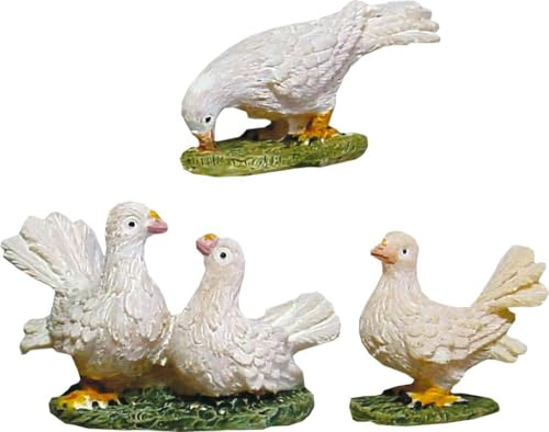 FADEDA 3X Tiergruppe Tauben/Höhe:3 cm/handbemalt/detailgetreue Krippen Figuren - Weihnachten Tisch Dekoration Krippe Zubehör