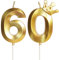 Geburtstagskerzen Zahlen mit Krone 60, 5cm 3D Gold Geburtstagskerzen, Geburtstag Kerzen,Kerzen Geburtstag,Tortenaufsätze Kuchen Topper Dekoration Hochzeit Geburtstag Jubiläum Feier Lieferungen(60）