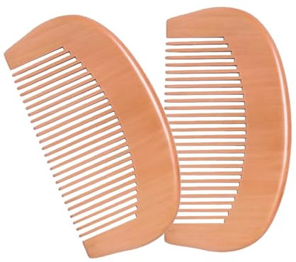 LJOINEG 2 Arbeitskämme, natürlicher handgefertigter Holzkamm mit breiten Zähnen, Holzkämme zum Entwirren und Stylen von nassen oder trockenen Locken/Dicken/Wellen, Männer und Frauen