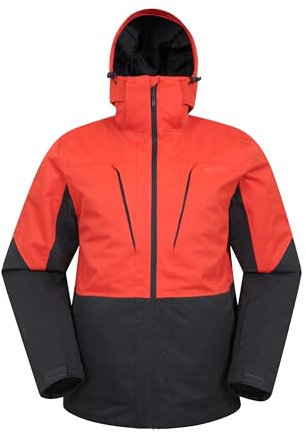 Mountain Warehouse Interstellar Mens Waterproof Padded Ski Jacket, Breathable, Taped Seams, Detachable Snow skirt - Best for Skiing, Sports, Walking Orange S