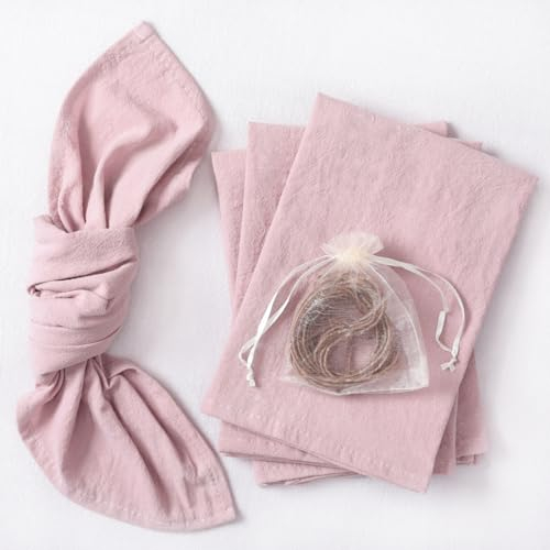 Socomi Stoffservietten, Rosa, Sommer, waschbar, wiederverwendbar, Großpackung, Leinen, Baumwolle, Servietten, 43,2 x 43,2 cm, für Hochzeit, Party, Brautparty, Babyparty, Geburtstag, Esstischdekoration