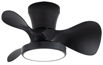 wonderlamp - Ventilador de techo pequeño ø56cm LED Merial Negro CCT 3000-4000-6000K 20W con Temporizador y Mando