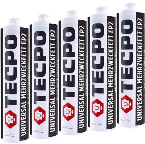 TECPO 5x Universal Mehrzweckfett 500g EP2 Lithium Fett Schmierfett Lithiumfett universell einsetzbares Langzeitfett temperaturbeständiges Gleit- Wälzlager Fett wasserbeständig