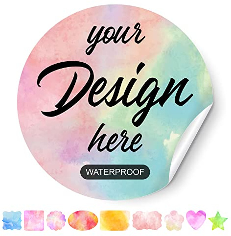 100-500 Custom Stickers Roll Personalized Business Labels Decals, 1.5-10 Customized Your Own Waterproof Vinyl Stickers with Any Design Logo Image Photo Text Name Address QR Code