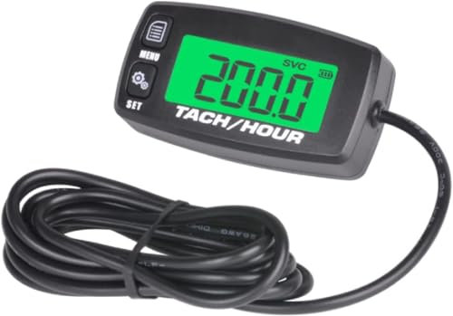 Yooreal Tachymètre numérique compteur horaire,Alerte d’entretien,Batterie remplaçable pour tracteur de pelouse Générateur Mini vélo tronçonneuse ATV Moteur hors-bord Motoneige (HM032A Noir)
