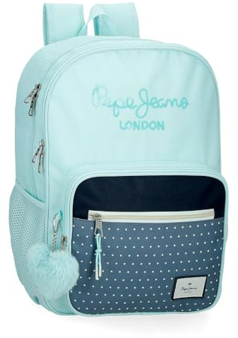 Pepe Jeans Dalma Mochila Escolar Doble Compartimento Adaptable a Carro Azul 30x40x13 cms Poliéster by Joumma Bags