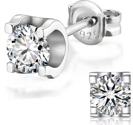 Boucles d'oreilles en moissanite pour femmes, 0.5 carat, diamant cultivé en laboratoire, en argent sterling 925 plaqué or blanc 18K, boucles d'oreilles en argent, bijoux, cadeau
