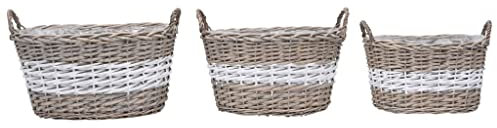 WHOPBXGAD Jardinières d'extérieur Jardinières multifonctionnellesLits surélevés 3 pcs Osier avec Doublure en PEConvient pour l'extérieur, Le Jardin, Le Patio