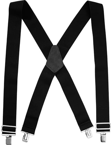 FLM Hosenträger 1.0 – Schwarz – Starke Befestigungs-Clipper – Längenverstellbar – 110x5cm – Elastisches