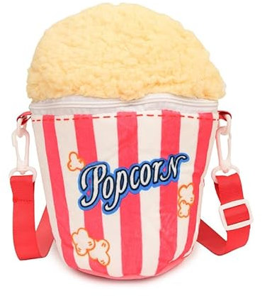 JUCHRZEY Damen-Popcorn-Eimertasche, verstellbarer Riemen, Plüsch-Popcorn-Umhängetasche, kleine Popcorn-Umhängetasche, Mädchen-Studenten-Tagestasche
