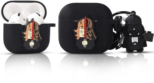 LEWOTE Compatible with Apple Airpods 4 Case Protective Funny Cute Cartoon Cover with Doll Keychain (Black Soldier)