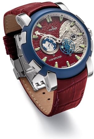 Kronsegler Mars Explorer - Herren Automatikuhr Stahl Blau Rot mit Saphirglas