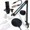 Retoo Microfono USB a rene, unidirezionale con filtro POP, microfono con impugnatura regolabile, funzione plug & play, ingresso per cuffie per artisti audio, podcaster e musicisti