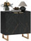 HOMCOM Sideboard Storage Cabinet, Marble Effect Buffet Cabinet with 2 Fluted Doors and Adjustable Shelves, Coffee Bar Cabinet with Metal Legs for Living Room, Black