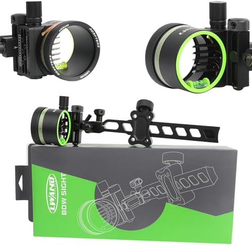 Jagd Compound Bogen Visiere – Professionelle Jagdvisiere für Compoundbögen, 5 Pin Bogenschützenvisiere mit Beleuchtung, vierfach verstellbares Rechtshänder-Visier mit 4X-Linsen‌ (Lang‌)