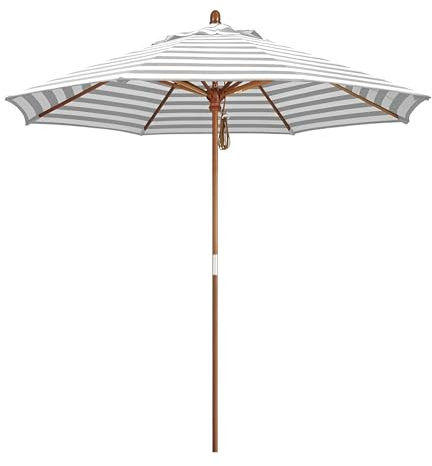 ZIHQRgE Parasol de Terrasse Rayé 270 cm - Protection UV, Parasol de Jardin Extérieur, Mât en Bois pour Jardin, Bord de Piscine, Marché(Gray)