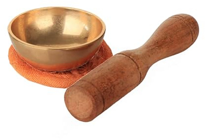 NKlaus Mini-Klangschalen-Set ca. 5x2 cm, Messing, Holzklöppel, Unterlage | Für Meditation, Achtsamkeit und Entspannung, Gewicht 85g