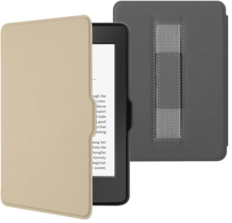 MOROCK Case for 6 Kindle Paperwhite 5th/6th/7th Generation 2012-2017 Released(Model No. EY21 & DP75SDI), Premium Lightweight PU Leather Cover with Hand Strap, Auto Wake/Sleep, Oat Coffee
