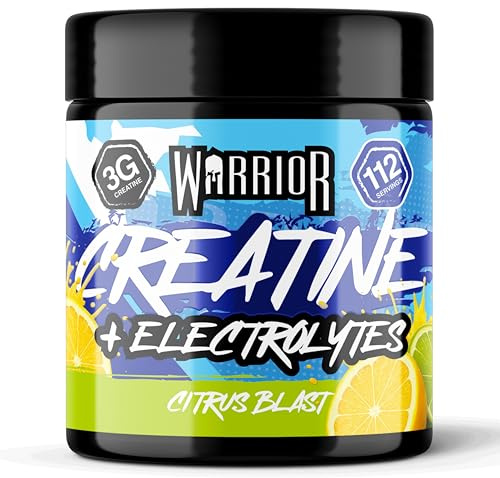 Warrior Creatine Plus Electrolytes 360g Zero Sugar Hydration Drink Mix | 3g Creatine, Electrolytes, 112 Servings, Zero Sugar, Hydration, Strength & Muscle Recovery (Citrus Blast)