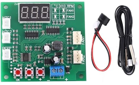 2-Kanal 4-Draht PWM Treibermodul DC 12V24V48V Draht-Lüfter-Temperaturregler | Temperaturregler, Drehzahlregler-Anzeigemodul, für PC-Lüfter/Alarm