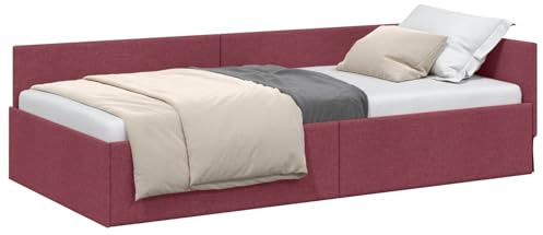 vidaXL Corner Bed Frame with Headboard Wine red 80 x 200 cm, Modern Bedroom Furniture, Rectangular Corner Bed Frame, Breathable Material, Multipurpose Sofa for Urban Living Spaces
