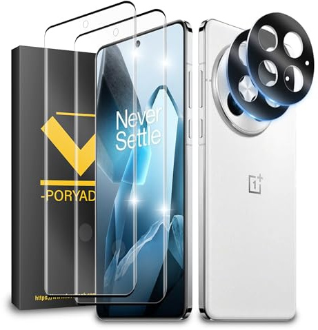 HOMEMO Für Oneplus 13 5G Panzer Schutz Glas (6,82 Zoll), 2 Stück Schutzfolie Glas+Kamera Schutzfolie 2 Stück, 9H Härte, Fingerabdruck kompatibel, HD Anti-Kratzen