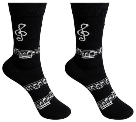 Musik Socken Notenschlüssel mit Noten - Baumwollsocken mit Komfortbund | Noten Socken mit Violinschlüssel – 80 % Baumwolle, atmungsaktiv & waschbar bei 40 °C, Geschenk für Musiker