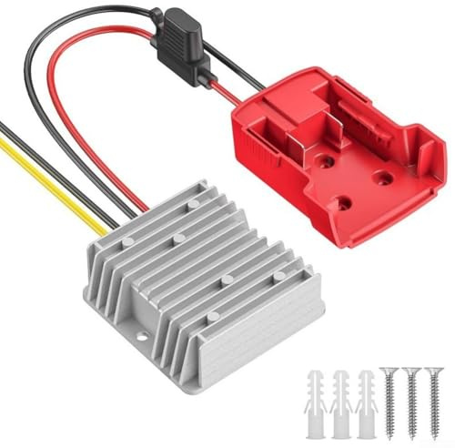 UrbanHui 18V to 12V Step-Down Converter for Milwaukee-M18 Battery Adapter, 20A DC Regulator from 18V-12V for RC Cars and DIY Projects(B)