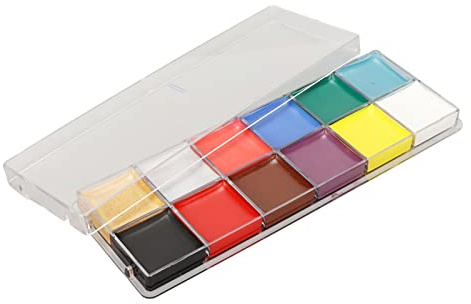 Pongnas Professionelle Palette mit 12 Farben, Linienmischung, Ölfarbe für Gesichts- und Körperbemalung, Sicher für Empfindliche Haut, Langlebig, Waschbar mit Seifenwasser, für