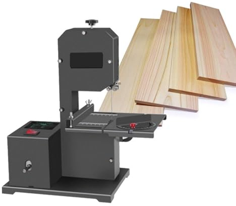 Professionelle Tischbandsäge für kleine Werkstätten, 800 W, Reinkupfermotor, 70 mm Schnitthöhe, 90 mm Ausladung, verstärkter Metallsockel, 0–45° verstellbare Gehrungsschnitte