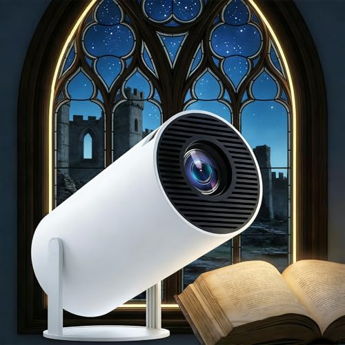 Projecteur Intelligent 4K pour la Lecture, Effet fenêtre avec Correction trapézoïdale Automatique, Projection d'images féeriques, Correction Automatique ±15°, Rotation à 180°