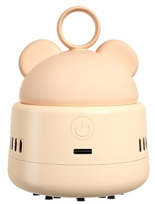 WIHFHGZ Mini Aspirateur de Bureau sans Fil Bleu et Beige, Compact 110x86x86mm, Rechargeable USB - Puissante Aspiration Silencieuse, Léger et Portable pour Bureau, Voiture et Maison (Beige)