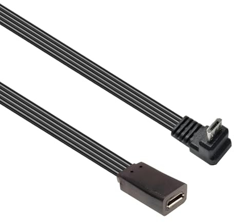 3 cables planos USB de silicona con conector en ángulo de 90°, varios tamaños para smartphones, accesorios electrónicos, micro USB macho a hembra, extensor de cable de extensión de datos microed de