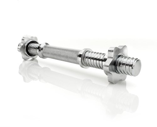 POWER-XTREME KH-G Kurzhantelstange 35cm I Dumbbell Handle I Kurzhantel mit Gewinde I 30mm Durchmesser I Kreuzrändelung I Hochglanzverchromt I Sternverschlüsse