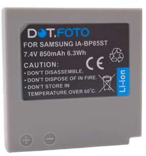Dot.Foto IA-BP85ST Premium 7.4v / 850mAh Batterie Rechargeable pour Samsung VP-HMX08 VP-HMX10 VP-HMX10C VP-HMX20C VP-MX10 VP-MX20 VP-MX25 HMX-H100 HMX-H104 HMX-H105 HMX-H106 SC-HMX10 SC-HMX20C