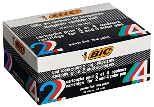 BIC 4 Farben Kugelschreiberminen grün 4 Colours, 50er Pack, dokumentenechte Tinte, Strichstärke 0.4 mm