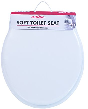 Anika 92460 White Soft PVC Toilet Seat Plastic Hinges, 43 x 37.5cm