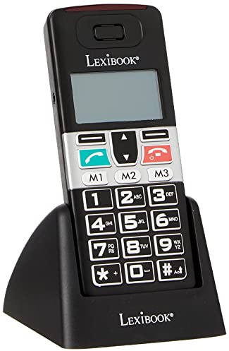 Lexibook, Elderly Mobile, Taschenlampe, Notizblock auf der Rückseite des Hörers, Freisprecheinrichtung, Schwarz, MP100