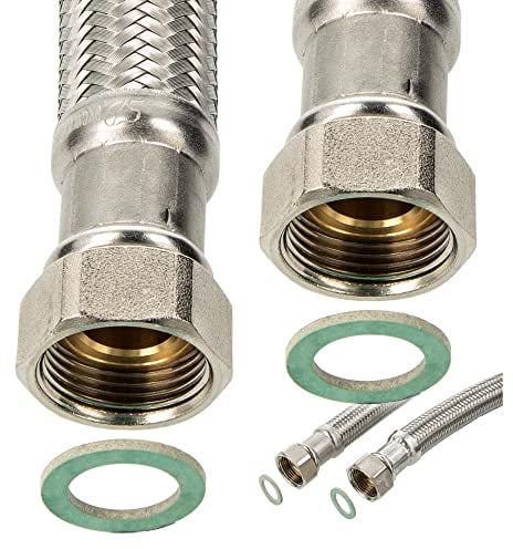 ew-haustechnik Verbindungsschlauch 3/4 x 3/4 Überwurfmutter - Länge 500 mm, Silber, HDPE, Edelstahl
