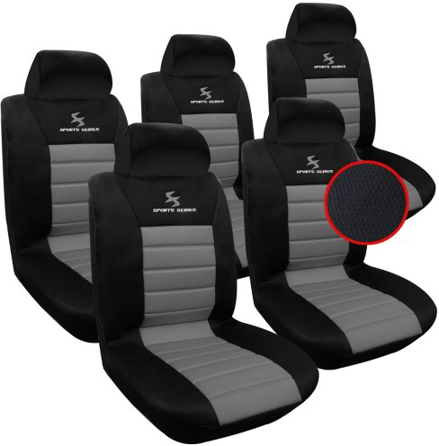 WOLTU 5er Sitzbezüge Auto Einzelsitzbezug universal Größe, Komplettset, grau