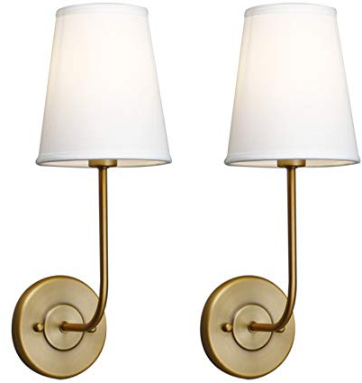 Yosoan Wandlampe weiße Stoffschirme Wandleuchte Einfache Moderne Mode Kreative Wandleuchte mit Stoffschirme (2 Stücke antike Farbe)