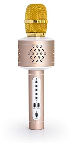 Technaxx MusicMan 4611 Karaoke Mikrofon PRO BT-X35 (Bluetooth, kompatibel mit Smartphone/Apple iPhone TWS Funktion) Gold Silber