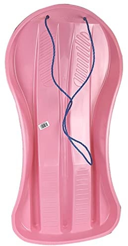 Heavy Duty Colour Large Adults Snow Sledges Toboggan Sledge Rope Sled Play Snow Ice (Pink)