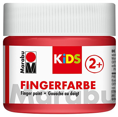 Marabu 03030050232 - Kids Fingerfarbe rot 100 ml, Fingermalfarbe auf Wasserbasis, parabenfrei, vegan, laktosefrei, glutenfrei, geeignet zum Malen in Kindergarten, Schule, Therapie und zu Hause