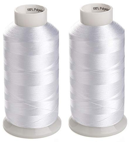 Simthreads 2 große Spulen weißer Spulenfüllfaden 60 WT für Stickmaschinen und Nähmaschinen – 4570 Meter Ea
