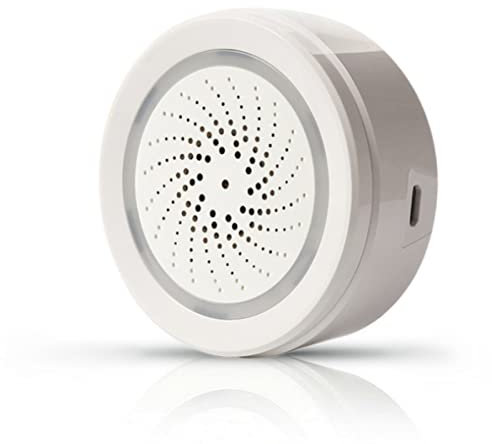 Smart Siren Alarm, 100dB Wireless WiFi Burglar Alarm, Temperature & Humidity Sensor Alarm with Strobe Light for Home Security System, Works with TuyaSmart or SmartLife APP