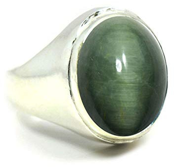 Jewelryonclick Natürliche Edelsteine, Chakra-Heilung, Silber, 5 Karat-Ringe für Herren, Größe 47,5 bis 68,5 mm, Edelstein, Natürliches Katzenauge
